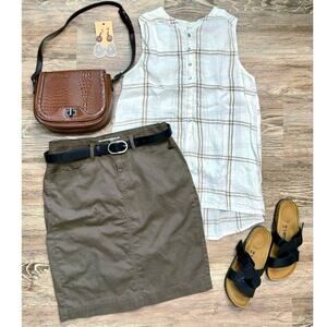The Main Street Exchange Denim Skirt Modest Size 8 Army Green Straight Pencil